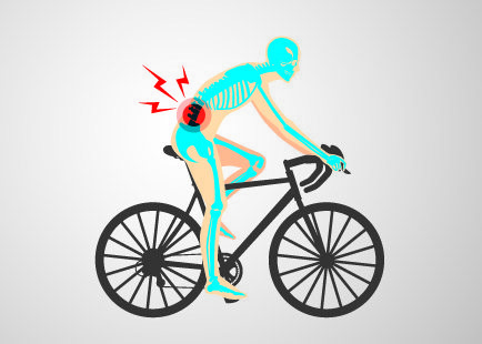 an image showing poor cycling technique can cause injury
