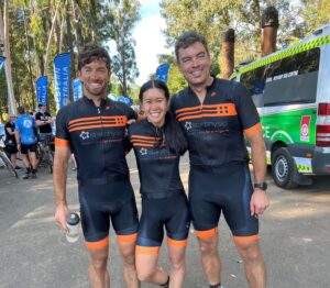 Star Physio Bikefit Physiotherapists Perth at the finish of the Tour of Margaret River cycling race