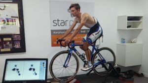 Jai Hindley having a professional bikefit at Star Physio WA in Perth