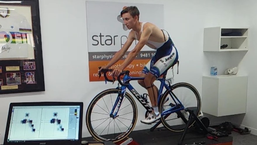 Jai Hindley having a professional bikefit at Star Physio WA in Perth