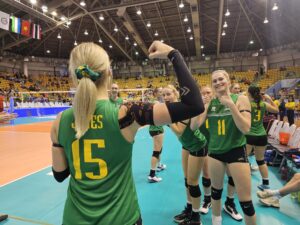 Australian Volleyball Team Player with Star Physiotherapy taping for shoulder injury.