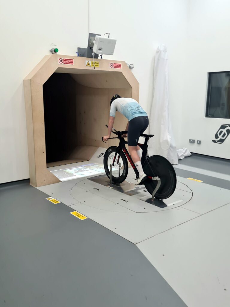 Aerodynamic bike fitting and wind tunnel testing at the Silverstone Sports Engineering Hub during the International Bike Fitting Institute Conference