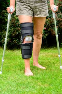 Patient using crutches during post-operative rehabilitation at Star Physio Perth
