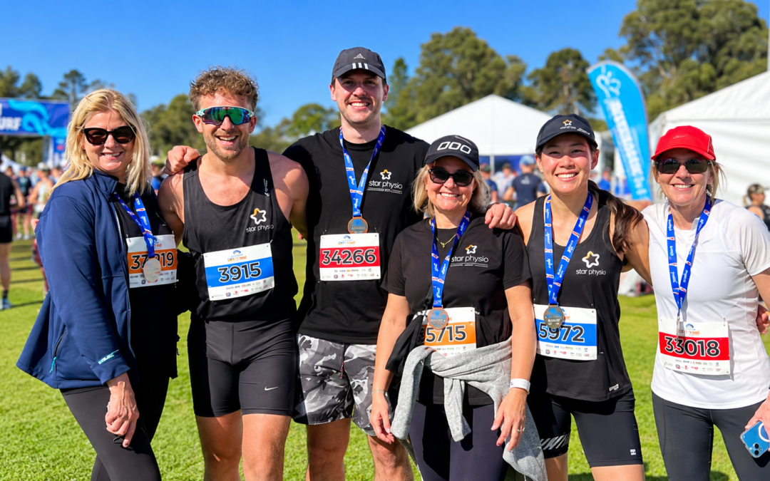 Dr Sam Steel and Star Physio staff after completing the Perth City to Surf running event